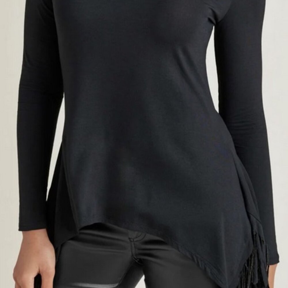 VENUS Black Fringe Top